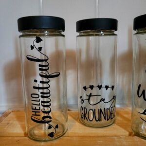 ECO-FRIENDLY Glass Water Bottles with Glass Straws